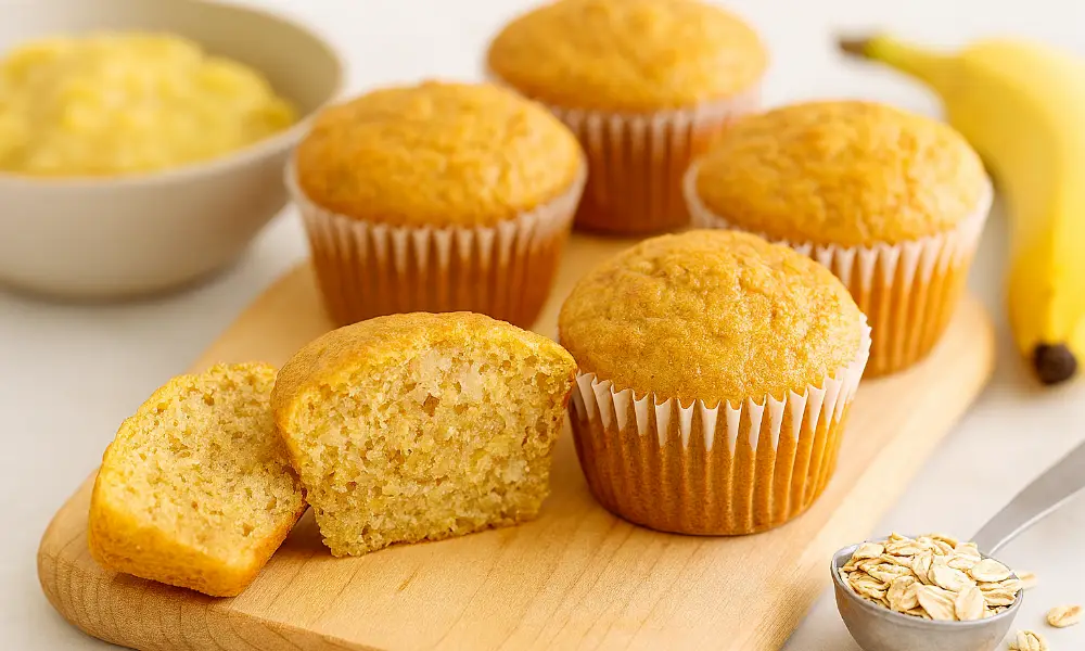lanches para escola Bolinho de Banana e Aveia sem acucar sem farinha