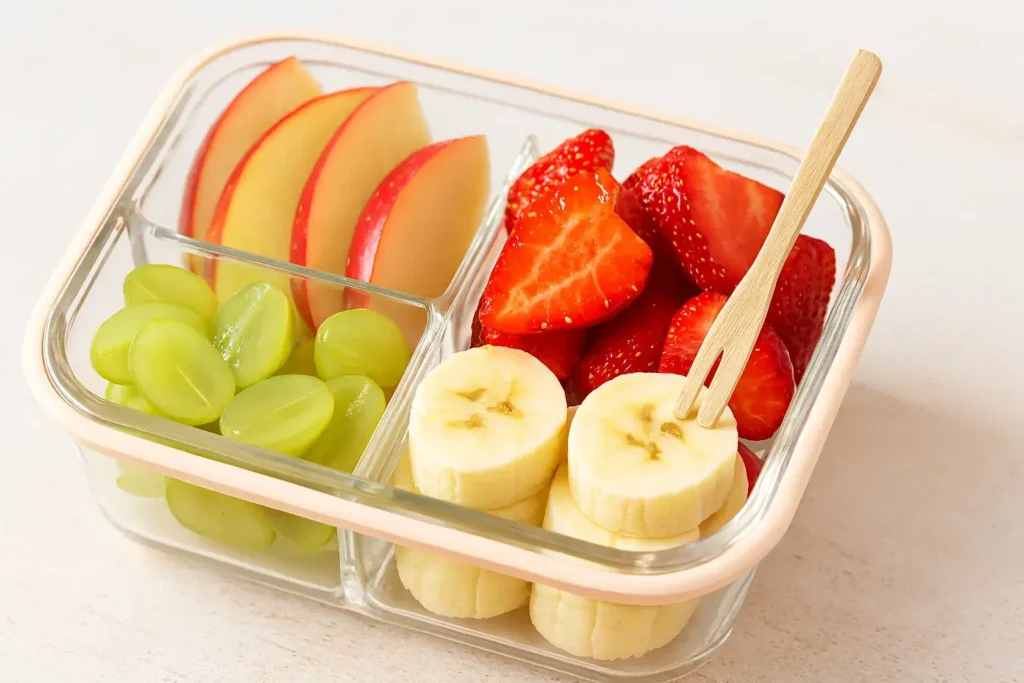 Fruta cortada do jeito certo Lanches para Escola