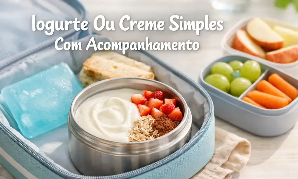 O que fazer de lanche para escola: Iogurte Ou Creme Simples Com Acompanhamento